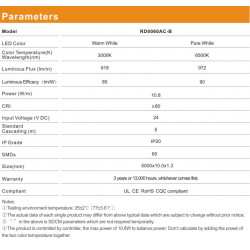 Світлодіодна стрічка RISHANG 60-5050-24V-IP20 10.8W 2700K/6500K 5м (RD0060AC-B-MW)