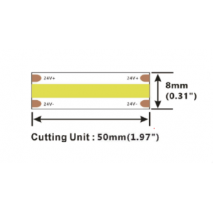 LED strip COLORS COB-24V-IP20 8W 605Lm 3000K 5m (DRF6-24V-8mm-WW)